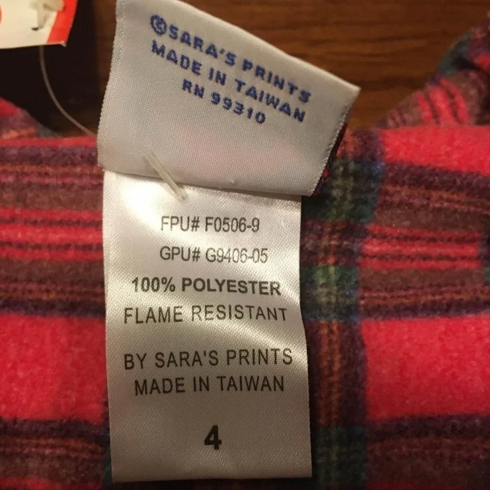 Sara’s Prints Flannel Plaid Robe Size 4 Kids